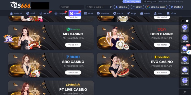 Chuyên mục Casino có 11 sảnh game độc đáo